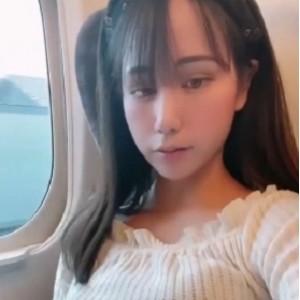 高颜值美女 高铁上大胆展示自我安慰