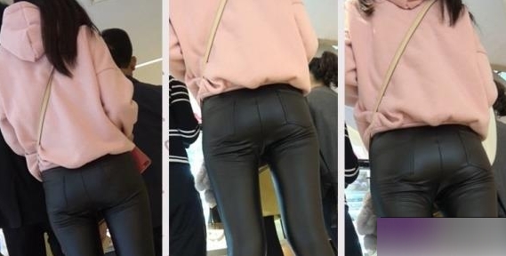 粉红色4K街拍小姐姐卫衣作品